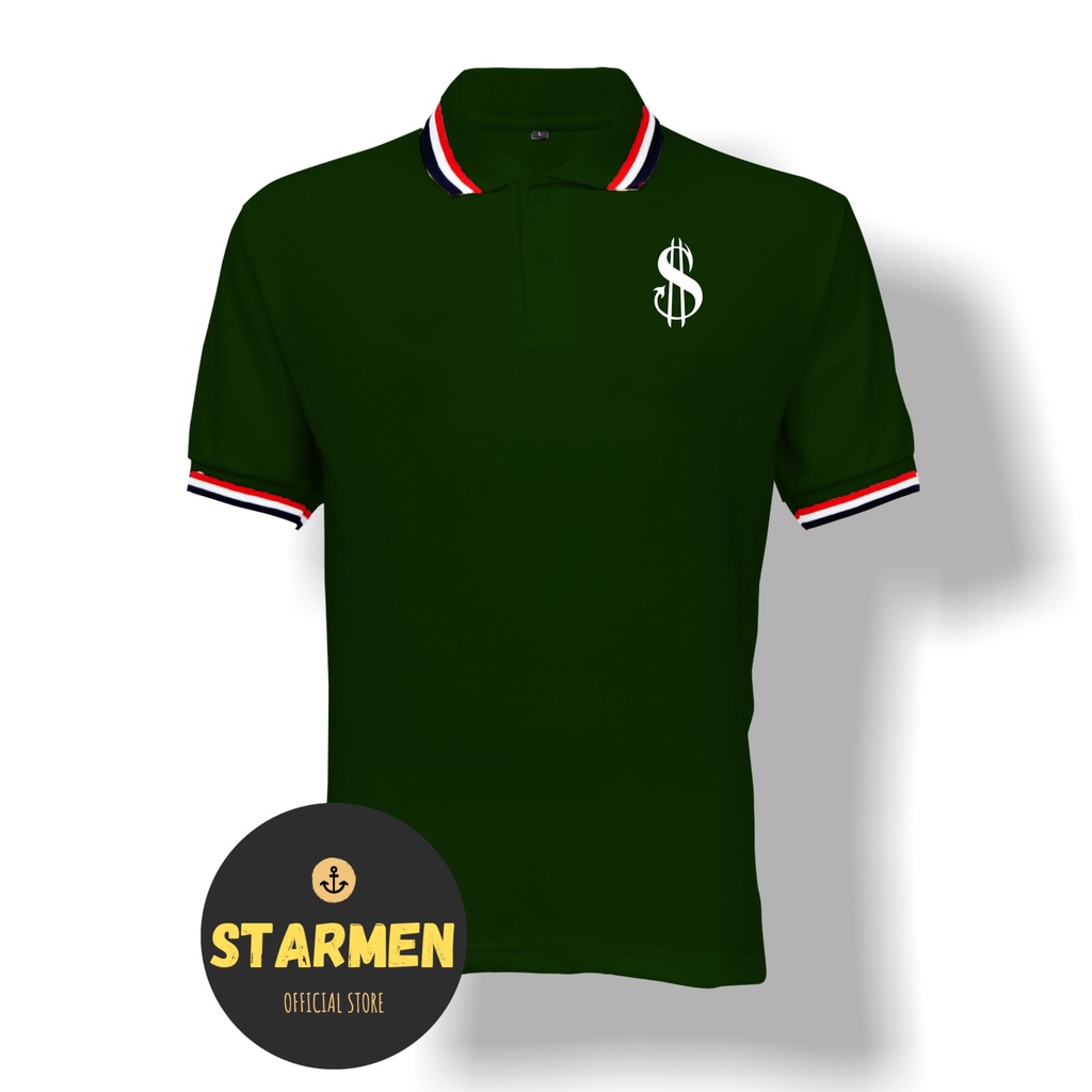 Kaos Polo Shirt Pria Kerah Logo DOLLAR