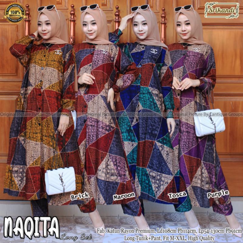 Naqita long set wanita bahan katun rayon by srikandi