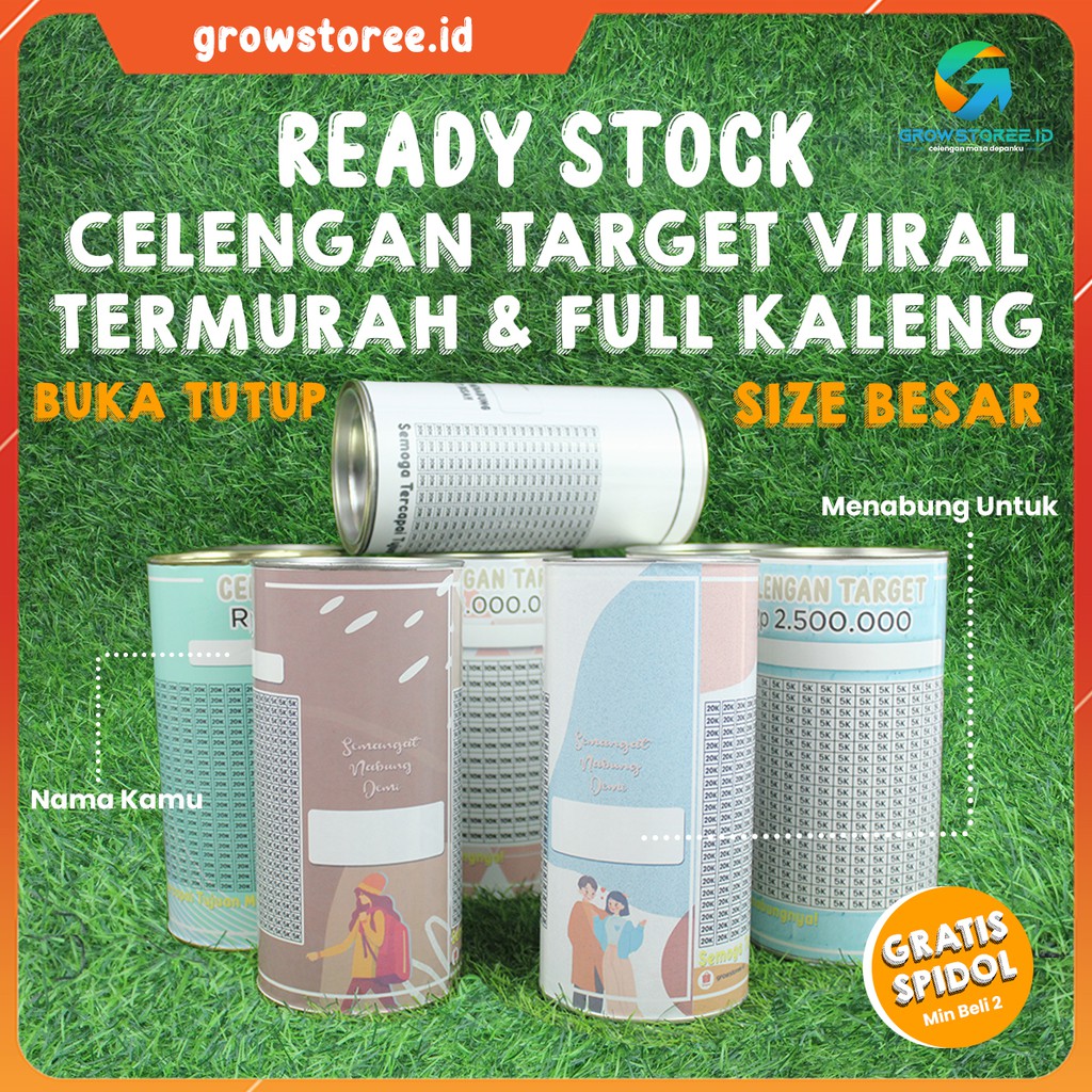 Celengan Target Besar Full Kaleng Besar Buka Tutup | Celengan Besar Uk 20cm x 10cm