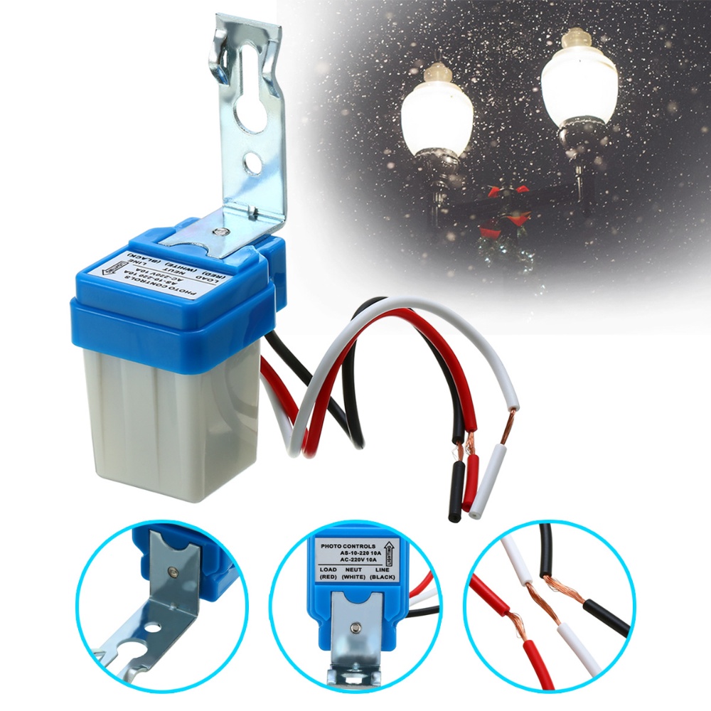 Photocell Fotosel Sensor Cahaya Lampu LED Saklar Otomatis Siang Malam 220V 10A