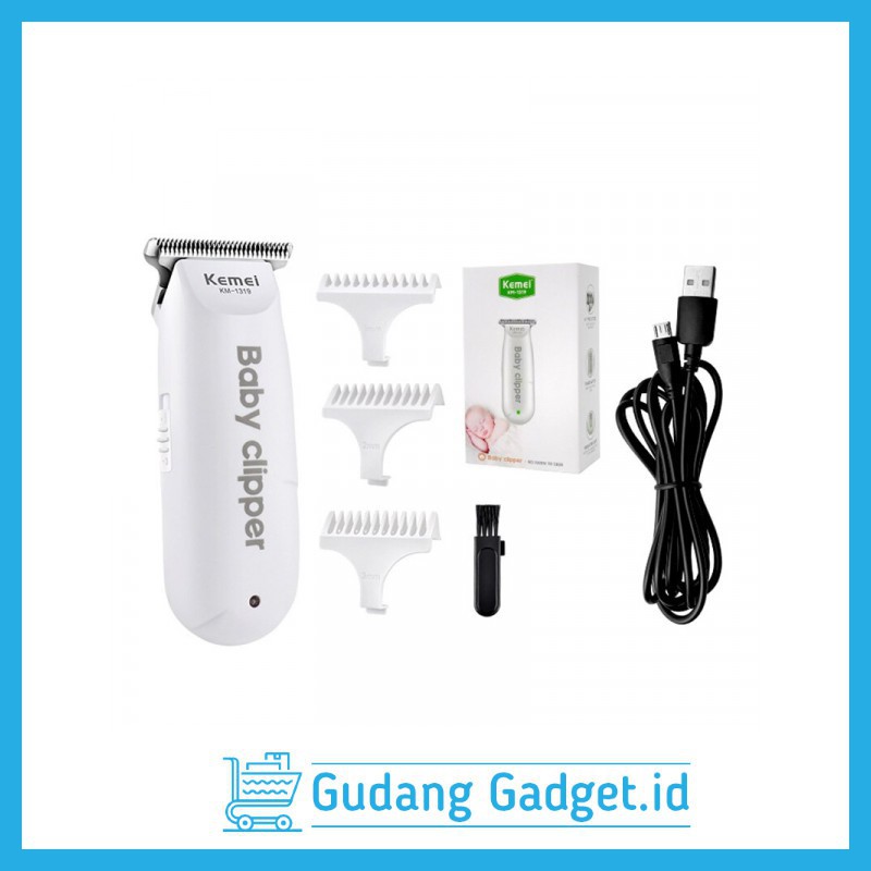 Trimmer Balita Anak Alat Cukur Rambut Bayi Elektrik Baby Clipper Shaver Kemei KM-1319 Putih Grab