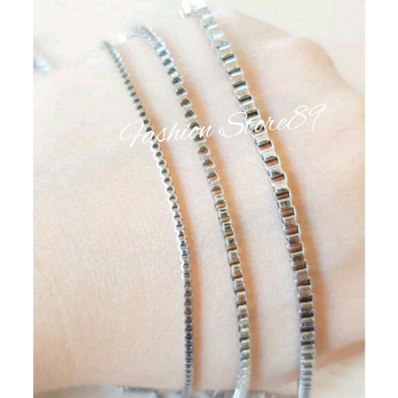 Kalung Titanium itali Silver Import Pria &amp; Wanita