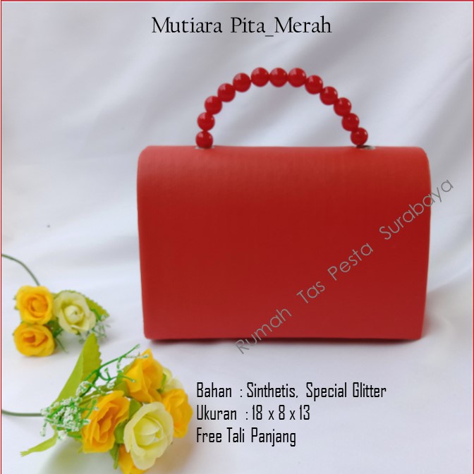 Tas Kondangan,Tas Gliter,Tas Cantik,MTiara Pita_Merah