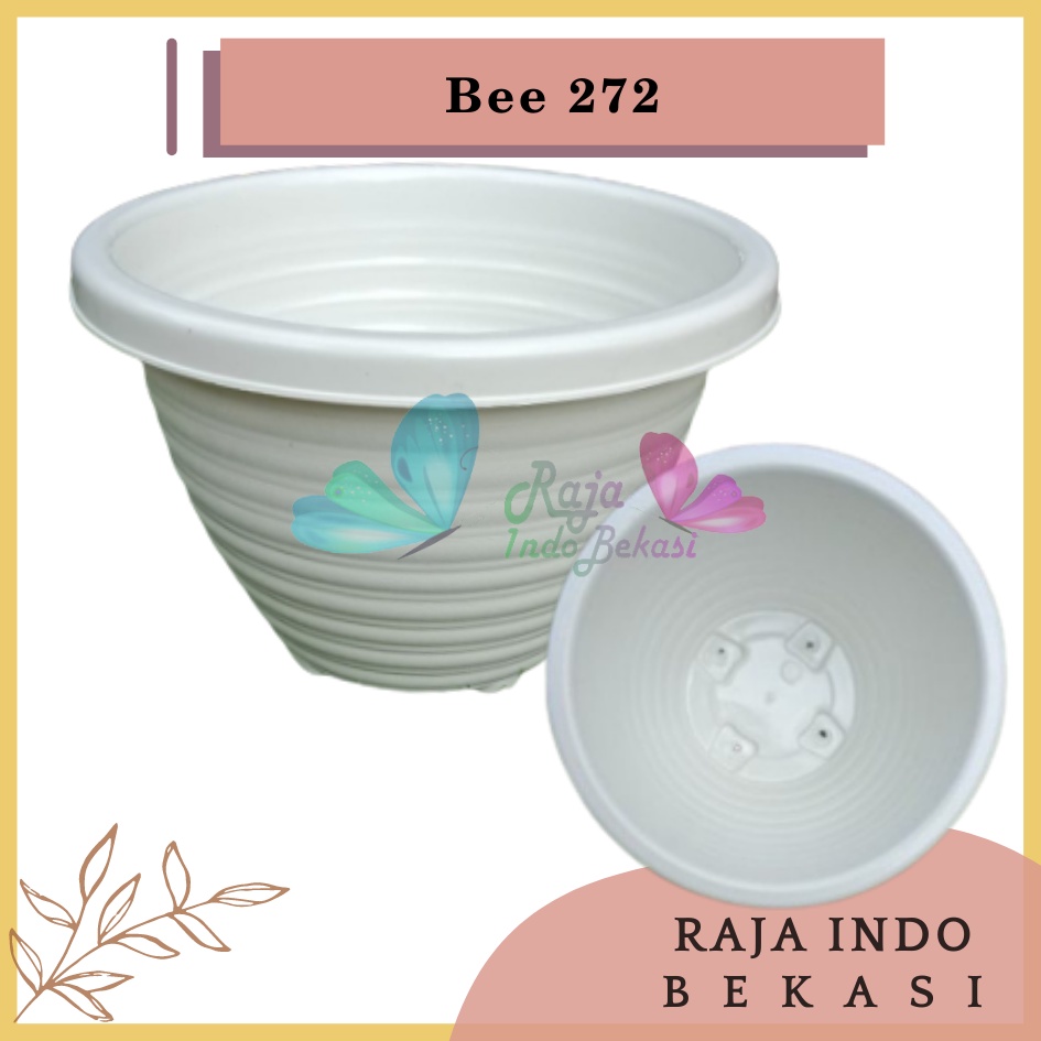 Pot Bunga P-Bee 272 Taiwan Plastik 27CM Putih / Pot Tanaman / Pot Plastik / Pot Kaktus