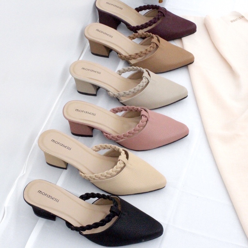 Sendal Wanita slip on hak 5cm morasetti