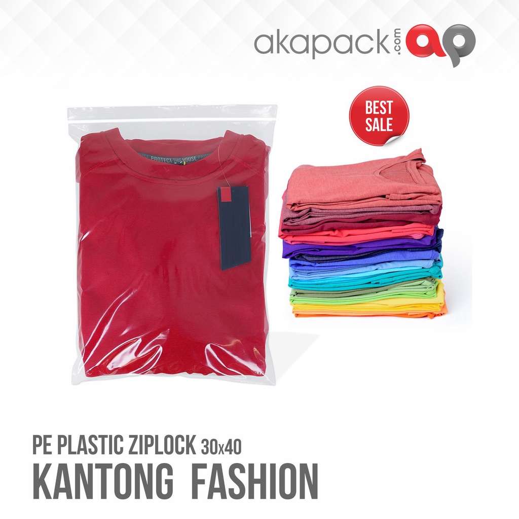 (100pcs) Plastik Klip CTIK / Plastik Packing Baju Kaos Ziplock / Plastik Fashion 30x40+7
