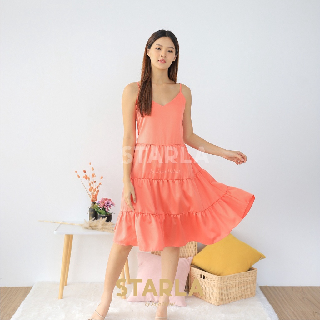 RUFFLE DRESS PREMIUM SLEEVELESS DRESS CASUAL DRESS KOREAN DRESS POLOS DRESS SANTAI LILY STARLA