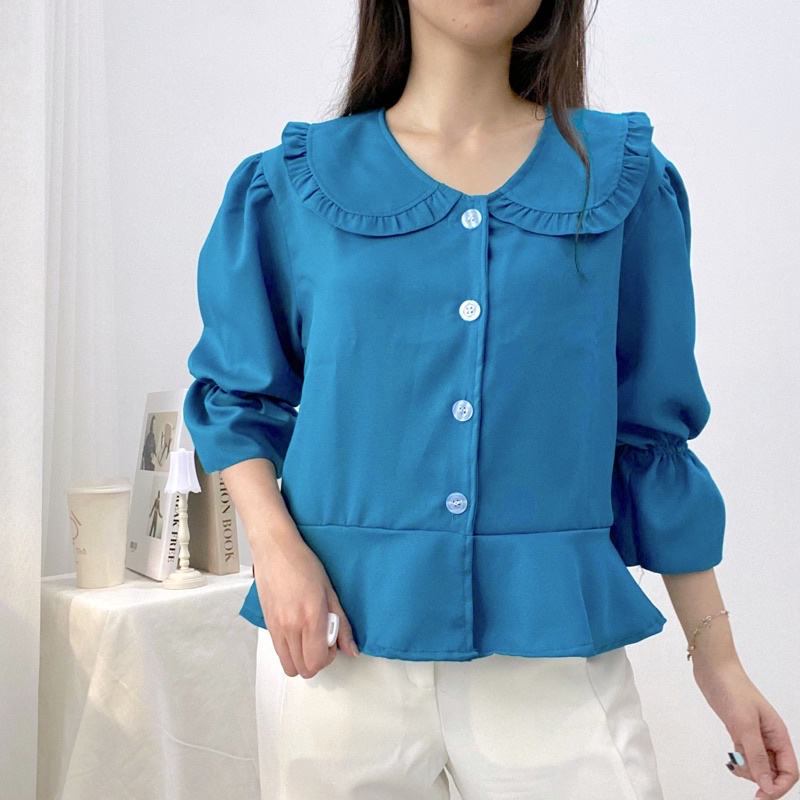 NA-BI Top Korean Collar Blouse Puffy Sleeves 0288-043