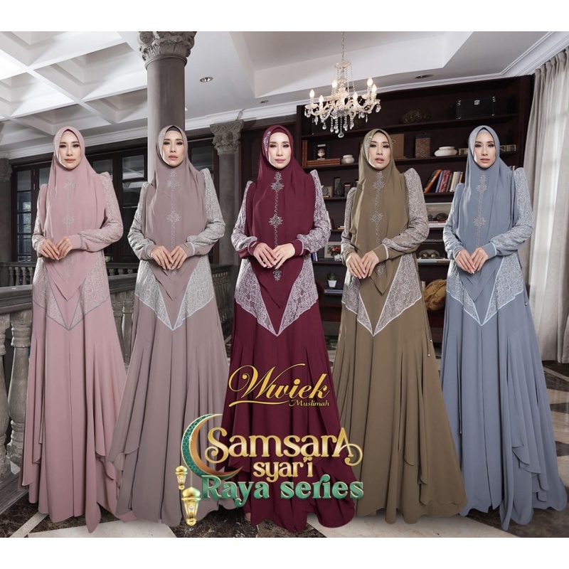 GAMIS SAMSARA SYARI BY WWIEK MUSLIMAH/ GAMIS CERUTY MIX LACE PREMIUM/ GAMIS SYARI/ GAMIS PREMIUM/ GA