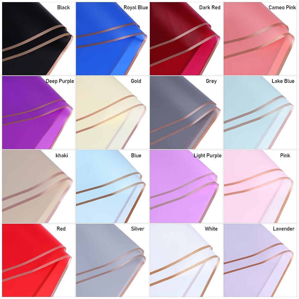 R-flower 20Sheets/Pack Wrapping Paper Foggy Golden Border Pembungkus Kado Anti Air