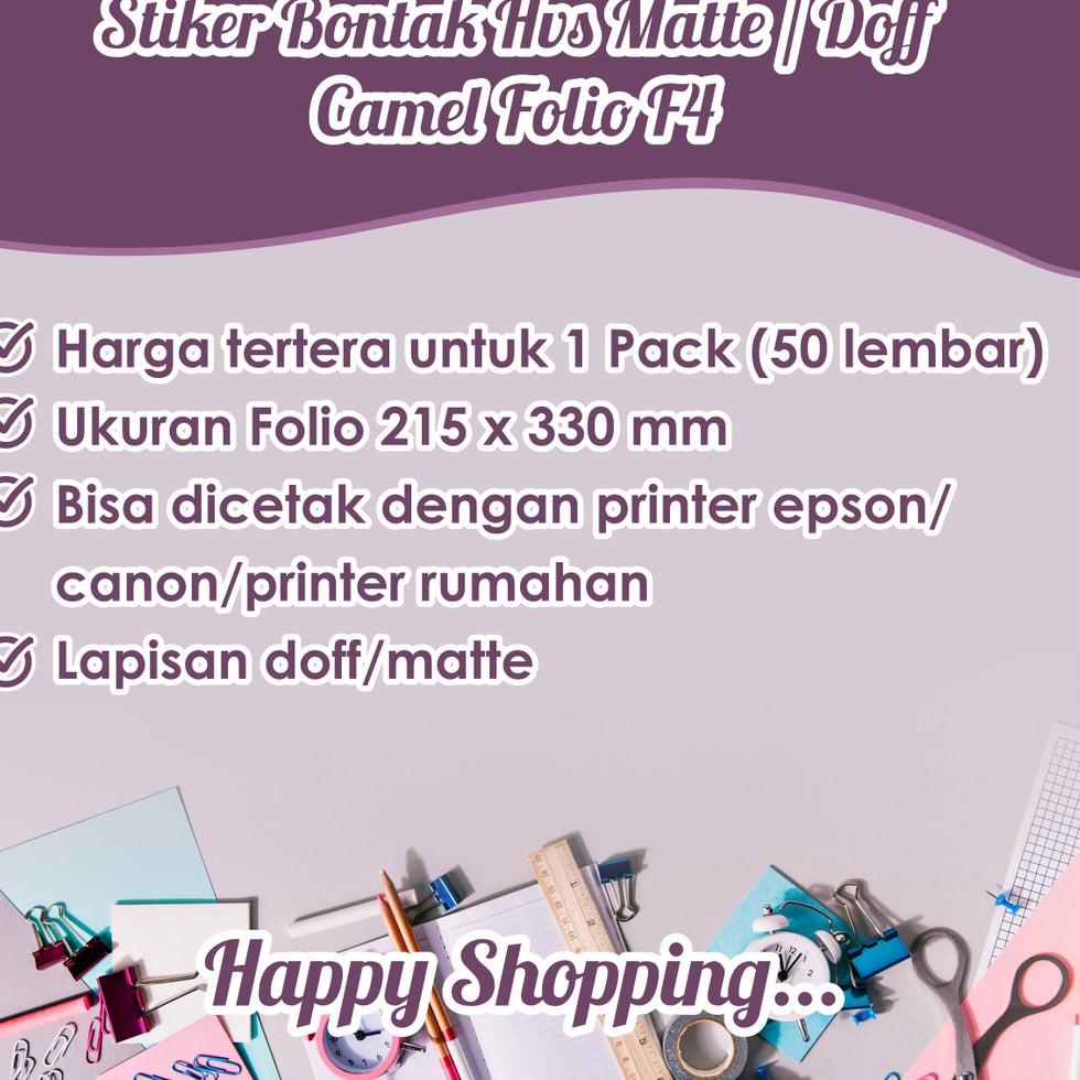 

[KODE PRODUK 7HG9185] [50 LEMBAR] STIKER BONTAK HVS MATTE/DOFF CAMEL FOLIO F4