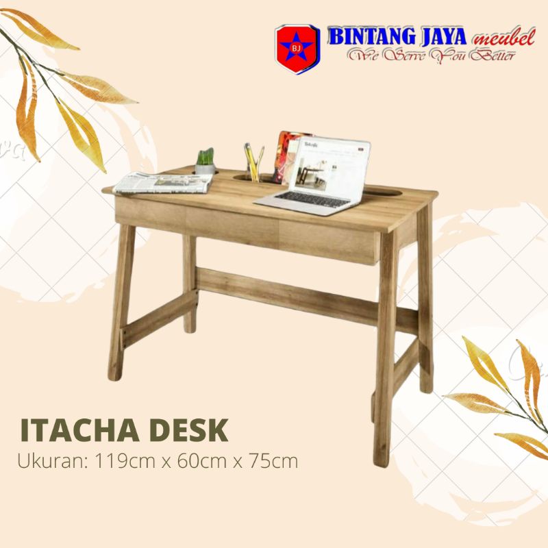 Meja Kerja Meja Belajar Melody Furniture  ITACHA DESK Beaufort Oak