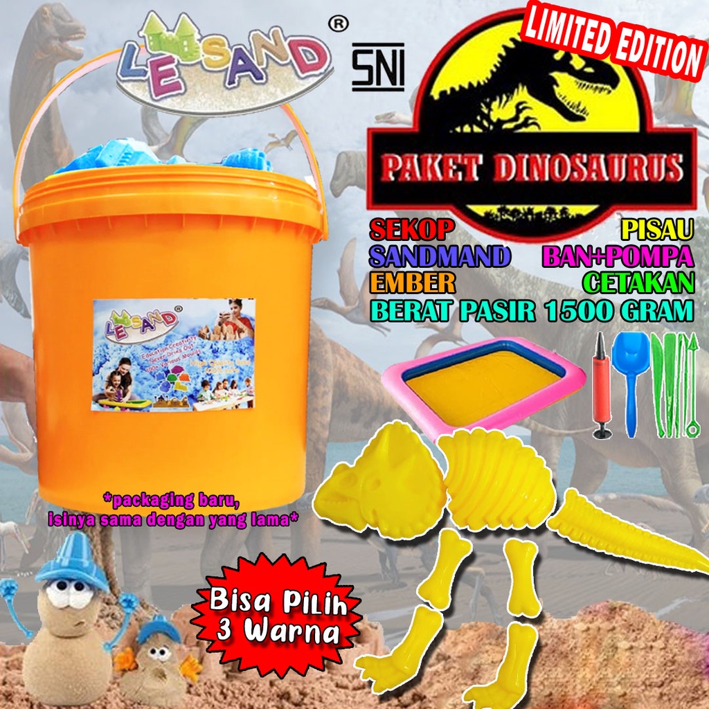 Pasir Mainan Ajaib Le Sand Paket Dinosaurus 1500 Gram Pasir Ajaib Le Sand