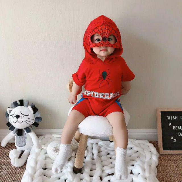 Baju Jumper Romper Anak Bayi Hoodie Superhero Batman, Superman, Spiderman, Captain America-Spiderman