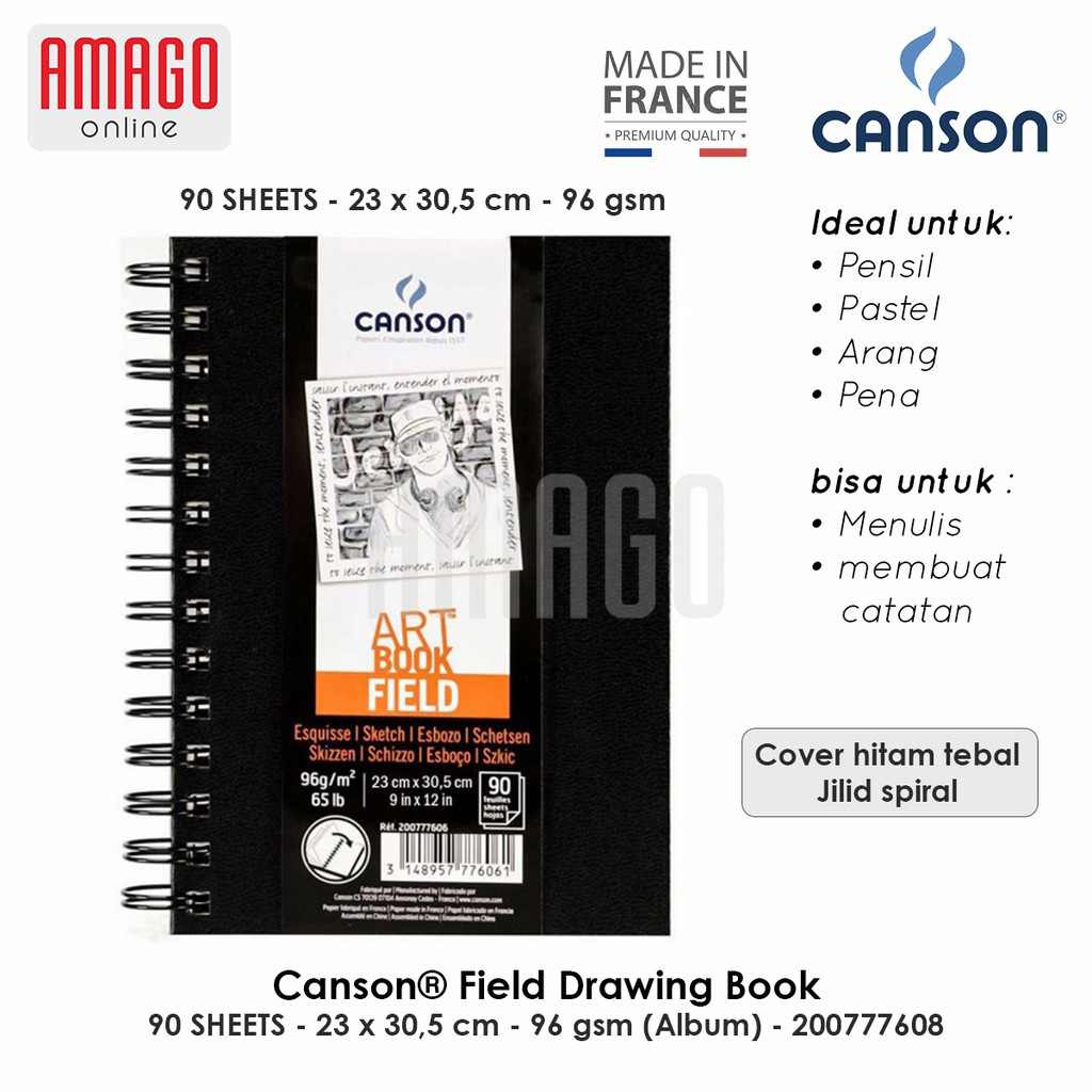 BUKU CANSON FIELD DRAWING (ART BOOK FIELD)- 90 SHEETS - 23x30,5 cm - 96 GR (ALBUM) - 200777608