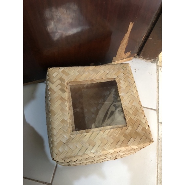 Besek bambu mika natural 25x25cm