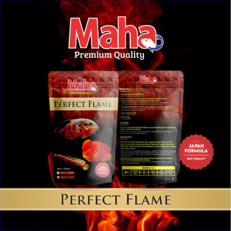 Pelet Ikan Maha PERFECT FLAME 100 gr Pelet Pakan Ikan Predator Size 2mm Tropical Fish Food 100gr