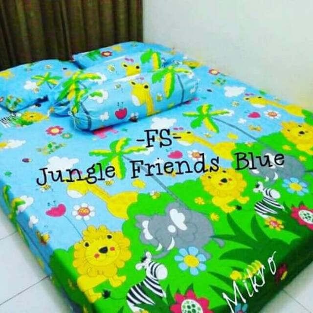  SPREI  HOMEMADE MOTIF  JUNGLE  FRIENDS BIRU Shopee Indonesia