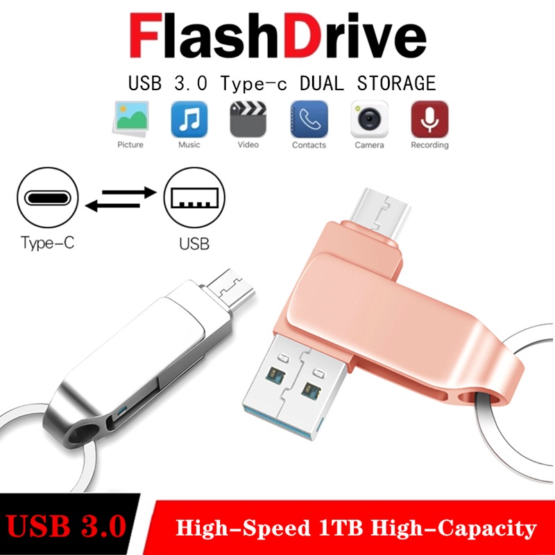 2 IN 1 Flash Drive USB 3.0 Tipe C 1TB Kecepatan Tinggi