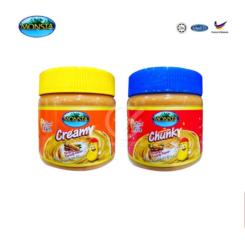 

Creamy / Chunky Peanut Butter / Selai Kacang Merk Monsta (Jar 340 gr)