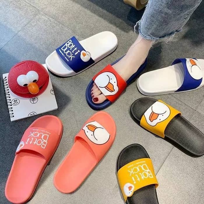 SENDAL KARET WANITA DEWASA MOTIF KARAKTER BOTTI DUCK CEWEK CASUAL SANTI MAIN SANCU LUCU