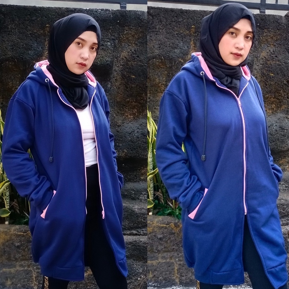 JAKET TERBARU JUMBO DEWASA KHUSUS WANITA MUSLIMAH SYARI BAHAN FLEECE TEBAL