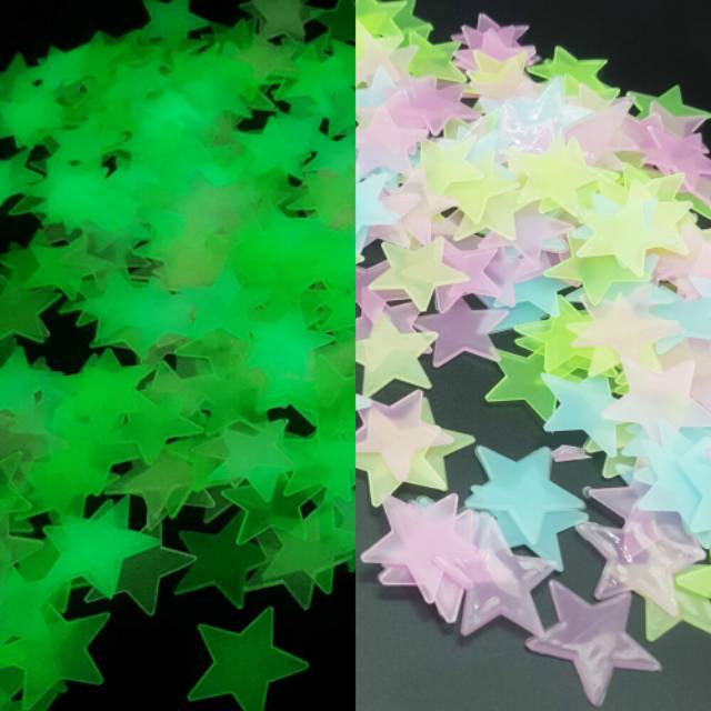 

Ready stock! Stiker Fosfor (Glow in the Dark) Stiker Bintang Stiker Bulan Stiker Snowflakes