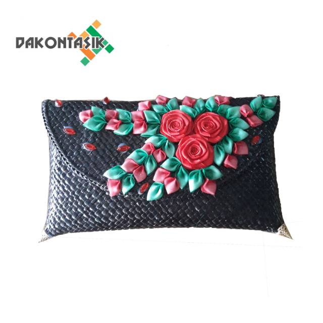 Clutch pesta wanita anyaman pandan model srikandi DakonTasik