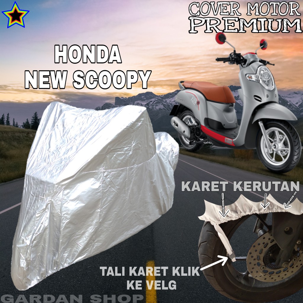 Sarung Motor HONDA NEW SCOOPY SILVER POLOS Body Cover Penutup Motor Scoopy PREMIUM