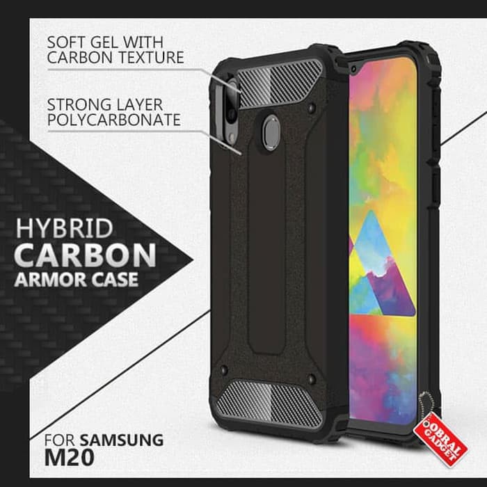 Armor Case Samsung M20 Hybrid Soft & Hard Softcase Casing Cover Rugged