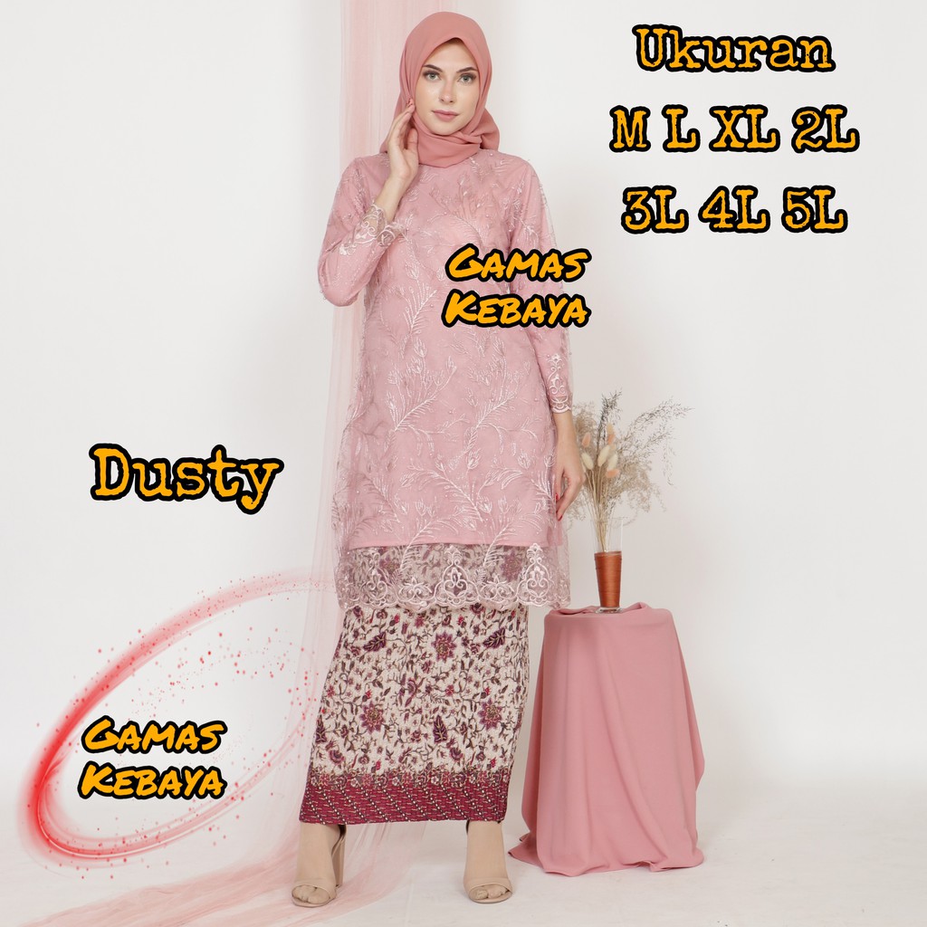 SETELAN KEBAYA TUNIK TILE MUTIARA/KEBAYA MODERN/KEBAYA WISUDA/KEBAYA BRUKAT/KEBAYA JUMBO/BROKAT-Dusty