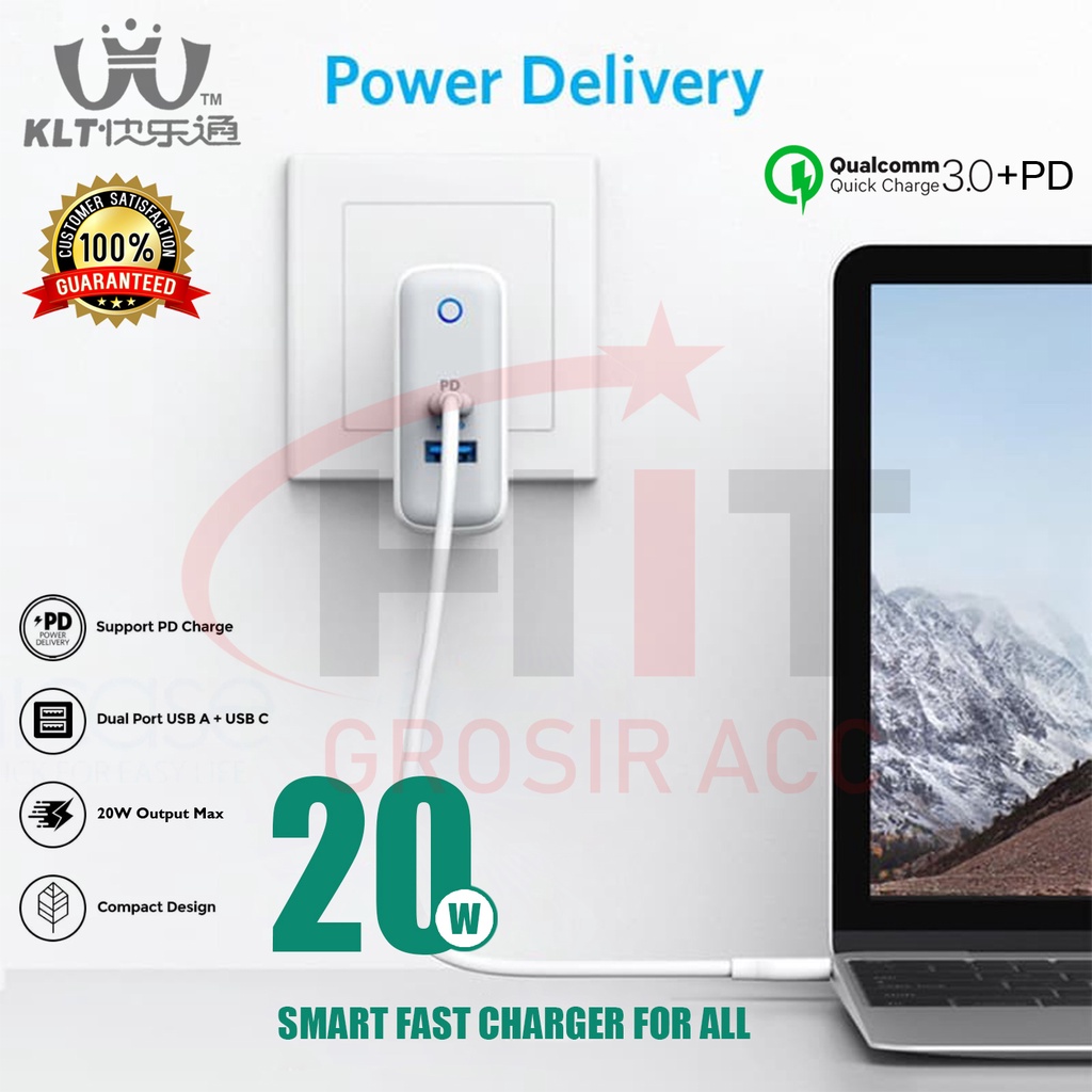 Wall Charger KLT PowerPort II with PD White Quick Charge 3.0 K801