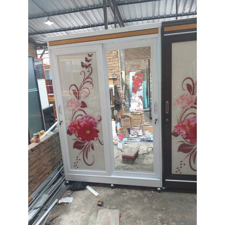 Jual Lemari Aluminium 2 Pintu Geser / Lemari Kaca 2 Pintu Slide (KHUSUS