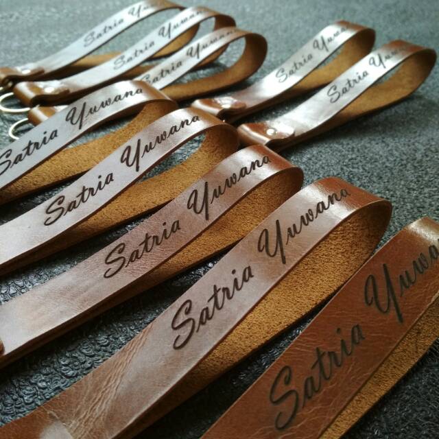 KOING GANCI GANTUNGAN KUNCI LANDYARD FREE CUSTOM NAMA KUKIT SAPI ASLI