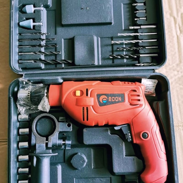 Mesin Bor Listrik 13mm EDON Bor Kayu Besi Beton Impact Drill Set.