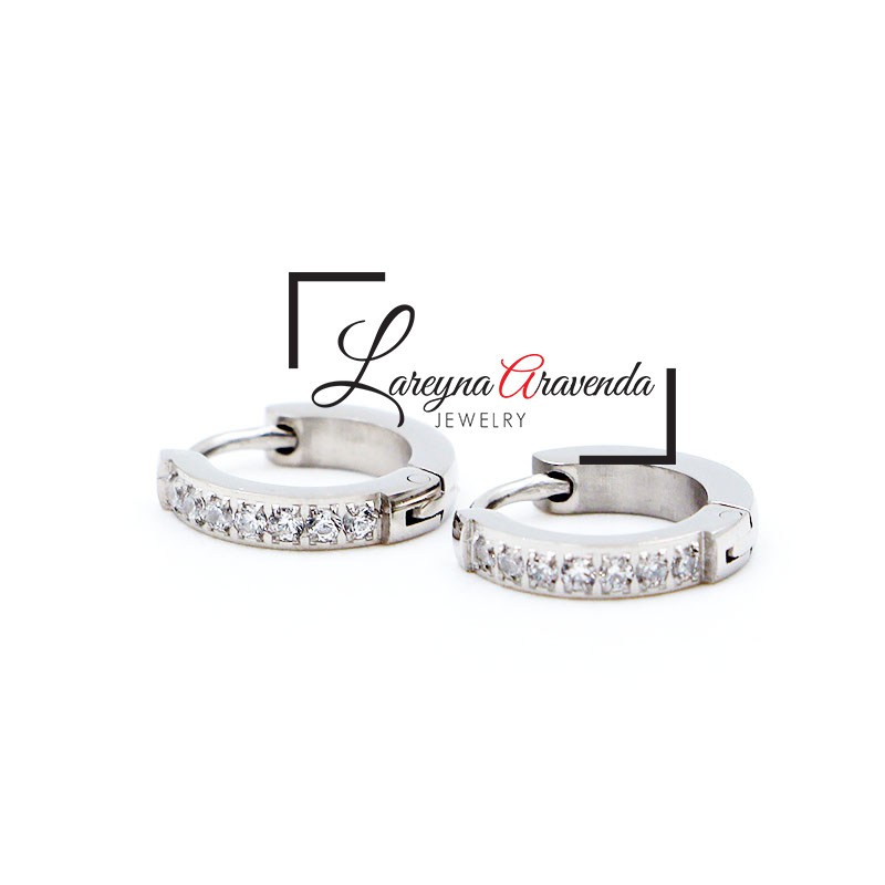 Anting Wanita Titanium Asli Model Roda Kristal Zircon AAA ET007