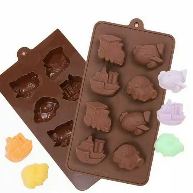 Cetakan coklat puding pesawat kapal transportasi silicone mold