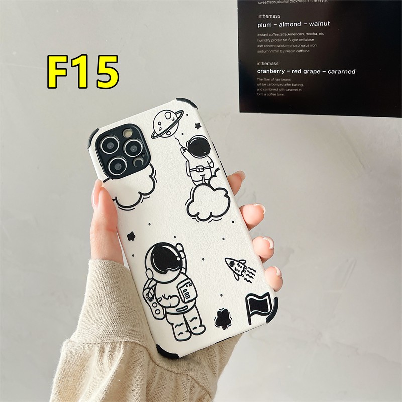 Case OPPO Reno 4 F Reno 5 A15 A15S A54 A93 A94 A53 2020 A7 A3S A5 2020 A5S A12 A92 A31 A9 2020 Reno 4 Lite F17 F19PRO A33 2020 A11K A12S A11 A1K A52 A7 Reno 2F  3 A91 A32 Reno 2Z A72 A53S A35 Camera Protection Tide Brand NASA  Lamb Skin Leather Phone Case-#F15