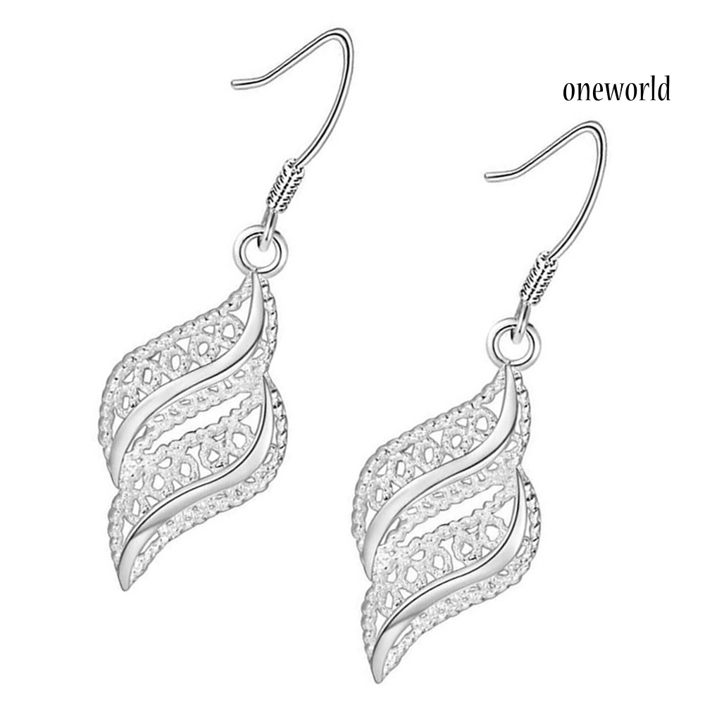 OW@ Elegant Women Hollow Geometric Shape Hook Earrings Party Club Jewelry Charm