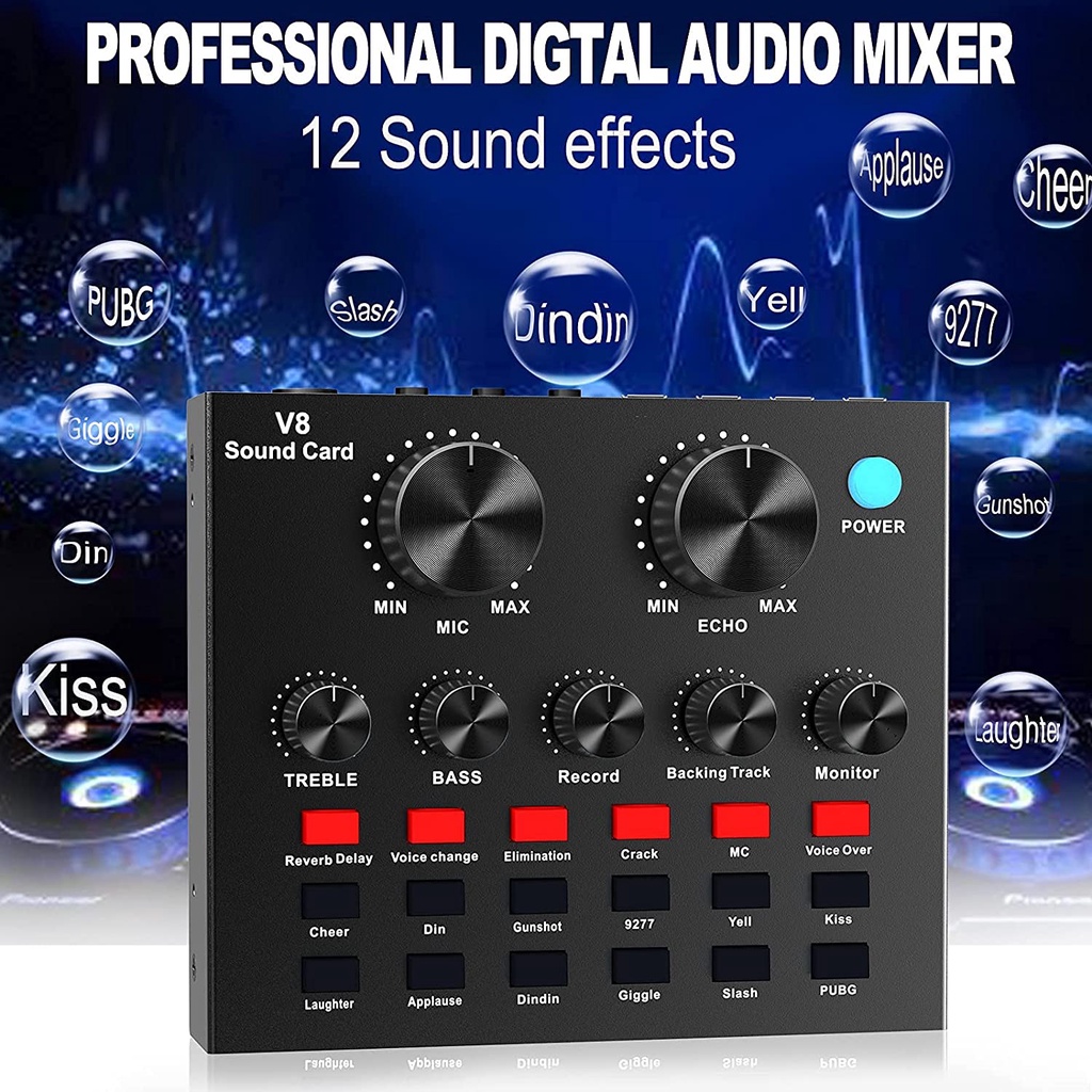 SouncardV8 Bluetooth Multi Koneksi Live Musik Mixing Channel