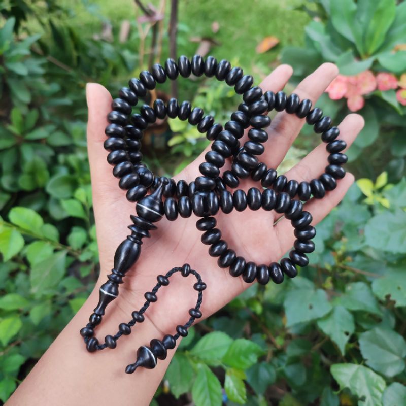 Tasbih Kayu Galih Kelor Hitam, Size 7mm x 12mm_Kepala Motif Super