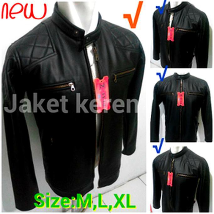 Jaket Kulit Pria Asli Garut Hitam Motor David Beckham Semi Kulit