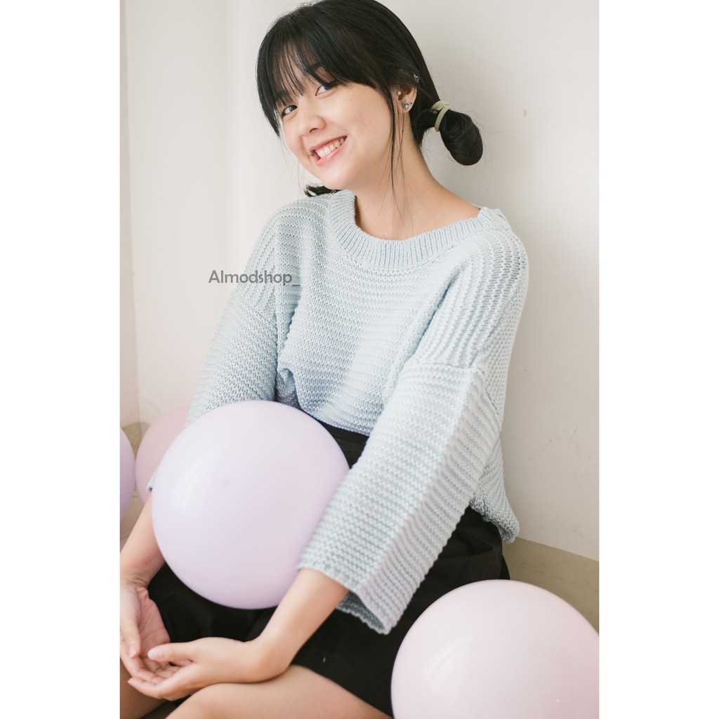 Yuna Sweater Crop / Sweater Rajut Crop Premium Wanita / Rajut Premium Wanita