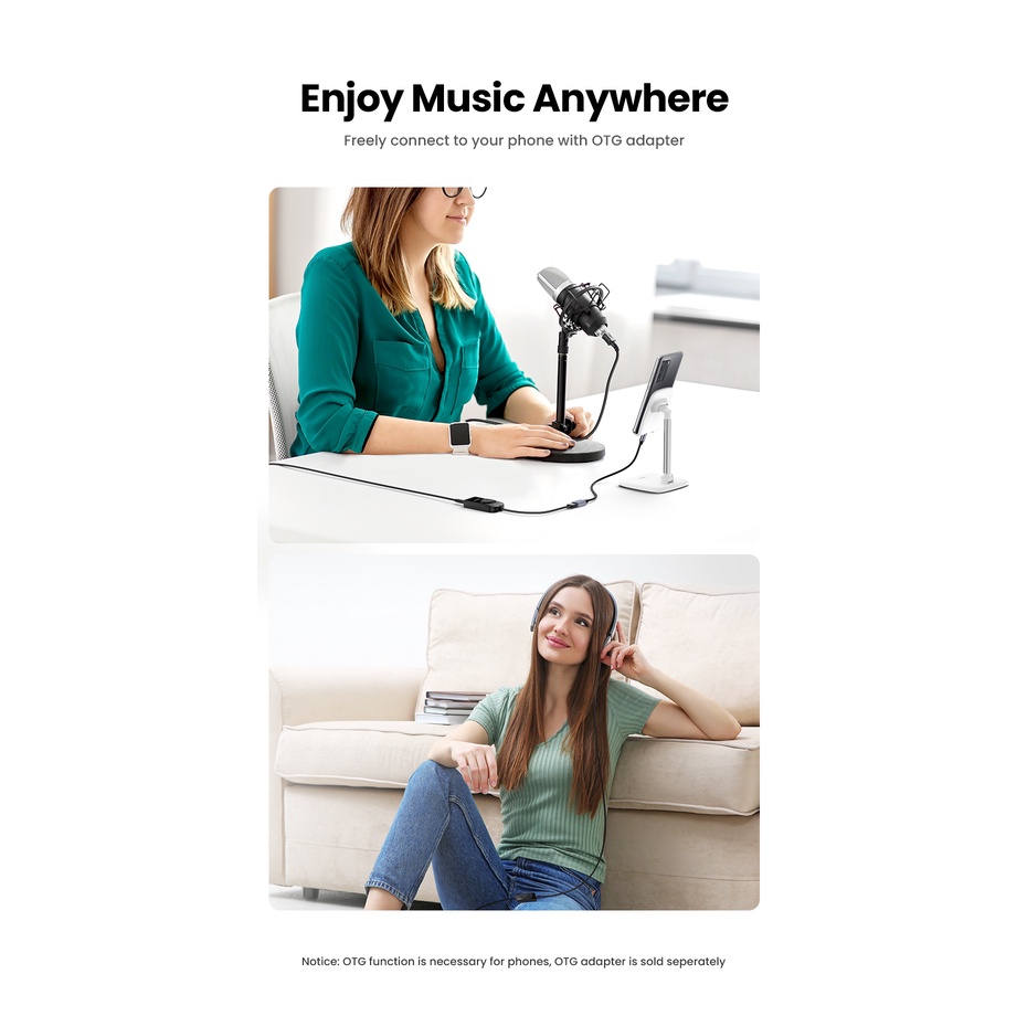 UGREEN Soundcard Eksternal Audio Adapter USB A To Jack 3.5Mm Stereo Adapter For PC Laptop PS4 PS5