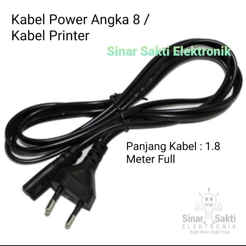 Kabel power angka 8 Printer 1.5 m 1.8m FULL TEMBAGA tebal