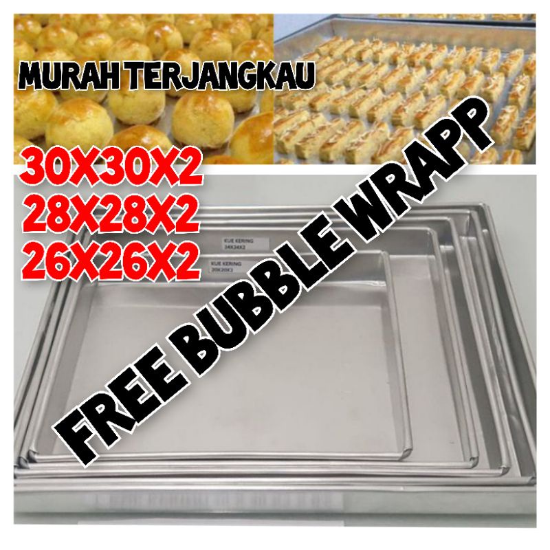 HARGA PROMO... Cetakan loyang kue kering 30x30x2 28x28x2 26x26x2 harga murah terjangkau aluminium asli