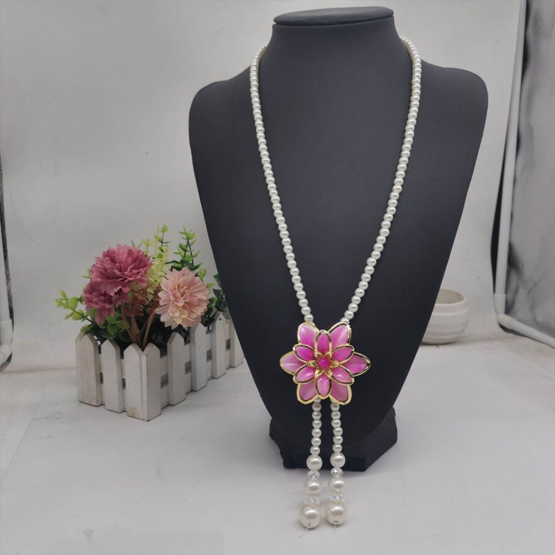 Kalung Rantai Panjang Dengan Liontin Mutiara Imitasi Gaya Vintage Untuk Wanita