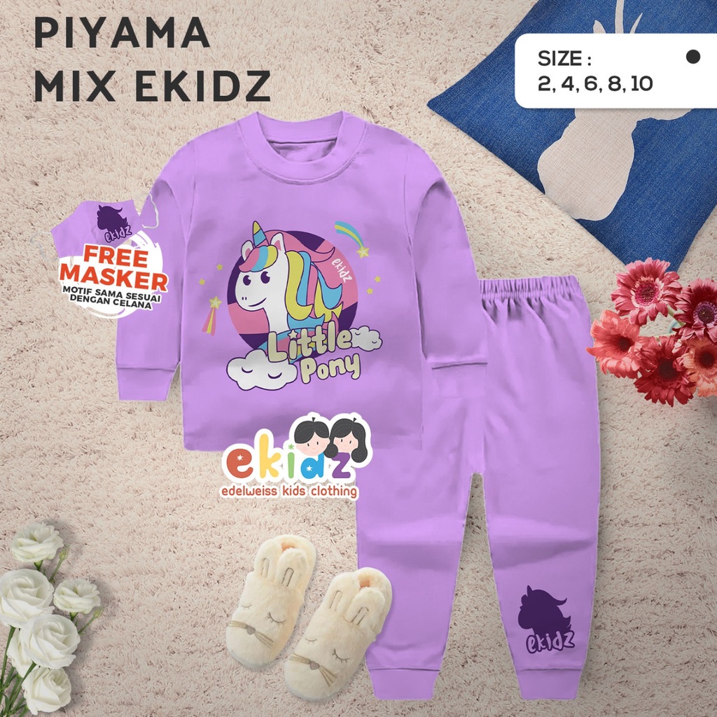 Piyama Anak Perempuan EKidz - Little Pony (FREE MASKER)