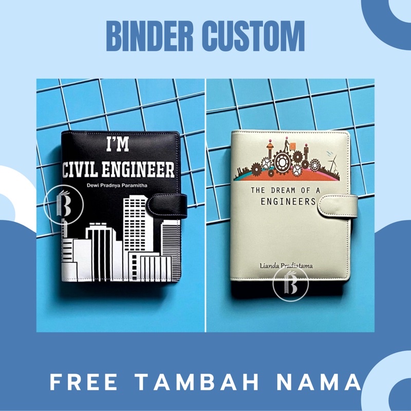 

Binder CUSTOM Civil engineer FREE Tambah nama 20ring A5 / 26ring B5 / 6ring A6 Planner Agenda