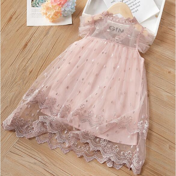 Dress Anak Bayi KOREA VICTORIA pink - Baju Baby Bayi Anak Gaun Tile Tulle Pesta Elegan Balita casual-2